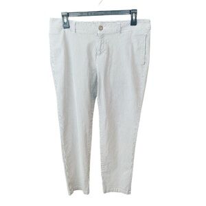 Khakis by GAP Vintage Rolled Crop striped ankle pants pockets 8 gray white